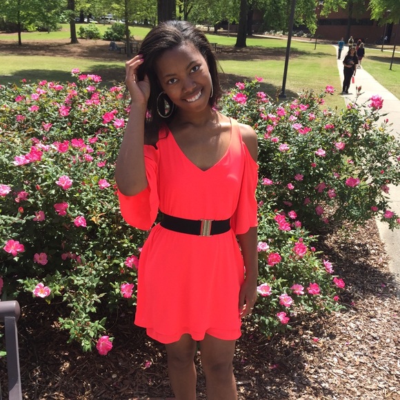 GB girls Dresses & Skirts - Neon bright pink peekaboo shoulder dress